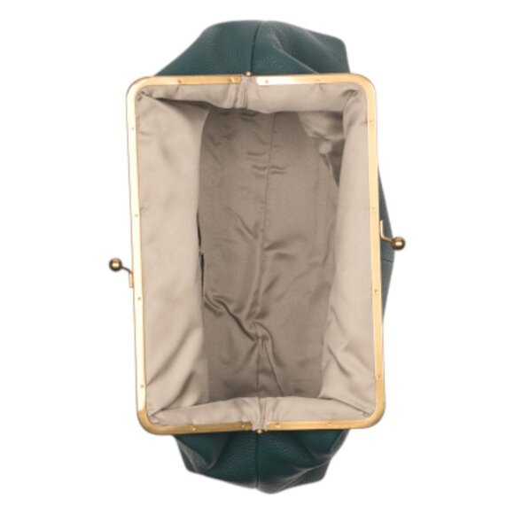 AMERICAN LEATHER CO. Leather Oversized Kiss Lock Clutch - Picture 2 of 4